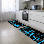 Kit Tapete De Cozinha 2 Peças Talheres Azul Único