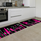 Kit Tapete De Cozinha 2 Peças Talheres Rosa Único