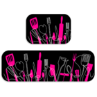 Kit Tapete De Cozinha 2 Peças Talheres Rosa Único