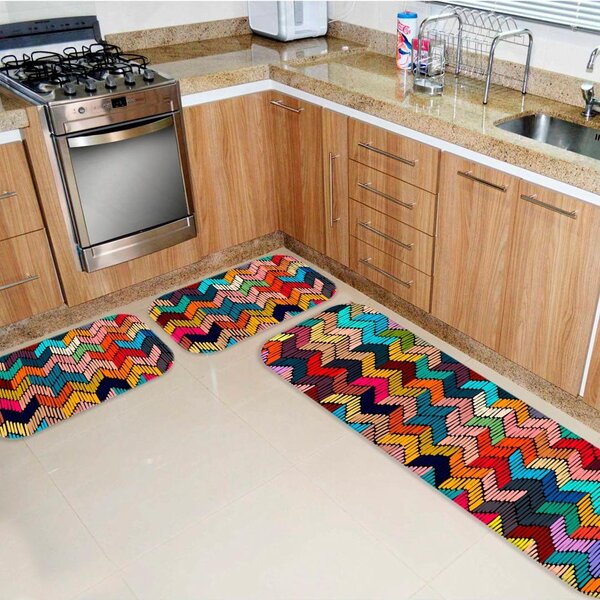 Kit Tapete De Cozinha Chevron Colorido Único