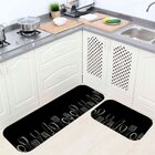 Kit Tapete de Cozinha Cutlery Black and White Único