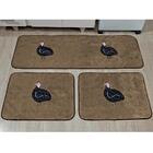 Kit Tapete De Cozinha De Pelúcia Galinha Angola Castor 3 Peça