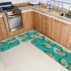 Kit Tapete De Cozinha Flores Turquesa Único