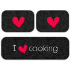 Kit Tapete De Cozinha I Love Cooking Preto  Único