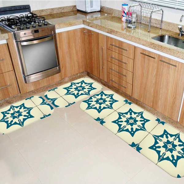 kit tapete de cozinha piso portugues unico