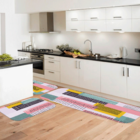 Kit Tapete De Cozinha Quadrados Coloridos Único