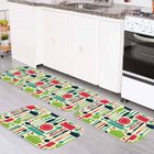 Kit Tapete de Cozinha Talheres Coloridos Único