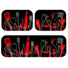 Kit Tapete De Cozinha Talheres Vermelho Único