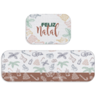 Kit Tapete De Natal Para Cozinha 2 Peças Feliz Natal Único