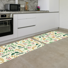 Kit Tapete De Natal Para Cozinha 2 Peças Folhas Natalinas Min