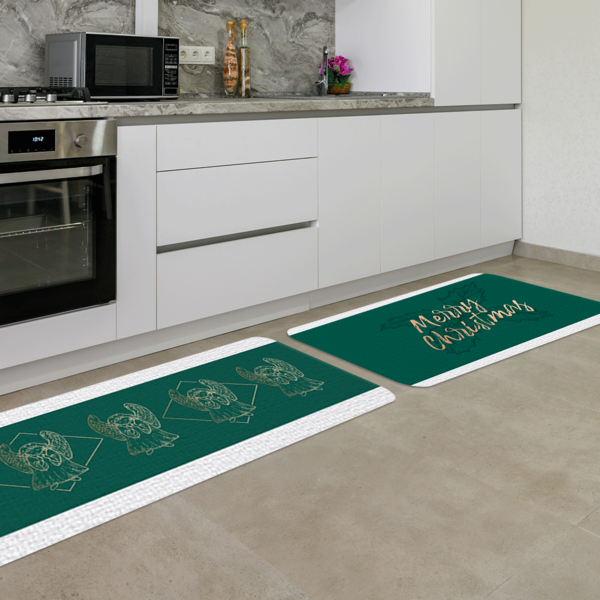 Kit Tapete De Natal Para Cozinha 2 Peças Merry Christmas Único