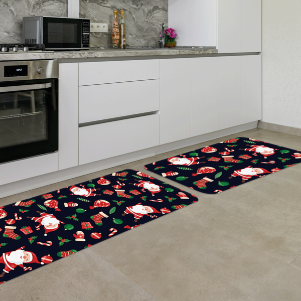 Kit Tapete De Natal Para Cozinha 2 Peças Multi Papai Noel Úni