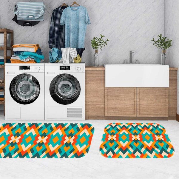 Kit Tapete Lavanderia Abstrato Colorido Único