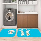 Kit Tapete Lavanderia Coelhos Fofinhos Azuis Único