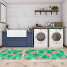 Kit Tapete Lavanderia Flamingos Green Único