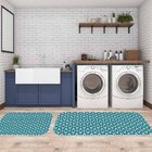 Kit Tapete Lavanderia Geométrico Azul Único