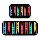 Kit Tapete Lavanderia Grampos Coloridos Escuro Único