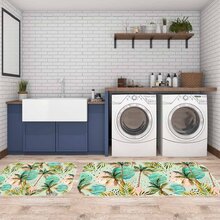 Kit Tapete Lavanderia Palm Trees Único