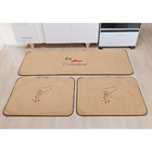 Kit Tapete Para Cozinha Bege Pelúcia Amo Cozinhar Bege 3 Peça