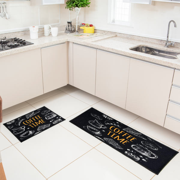 Kit Tapete Para Cozinha Jogo 2 Peças Passadeira Antiderrapante