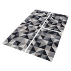 Kit Tapetes Quadriculado Preto Cinza 3 Peças