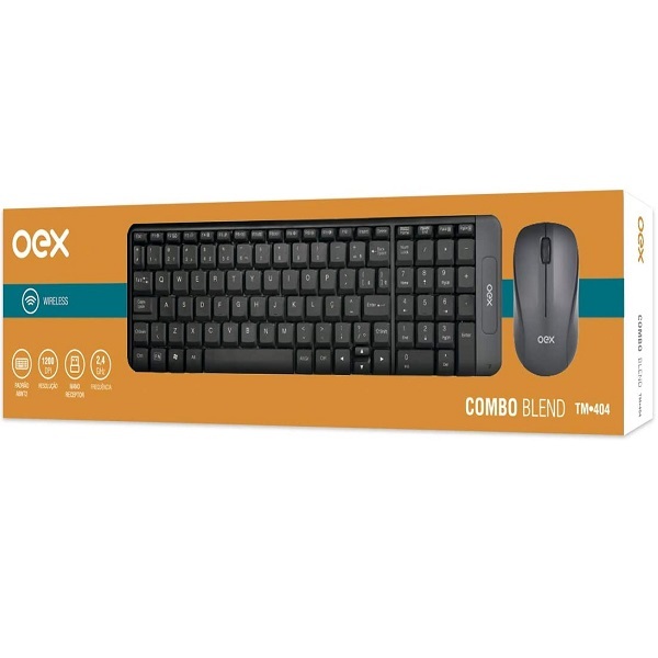 Kit Teclado E Mouse Sem Fio 1200 Dpi Oex Blend Tm404 Cinza