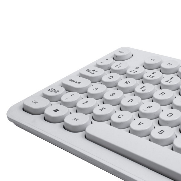 Kit Teclado E Mouse Sem Fio 1600 Dpi Teclas Redondas Branco O