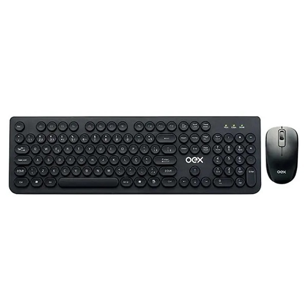 Kit Teclado E Mouse Sem Fio 1600 Dpi Teclas Redondas Preto Oe