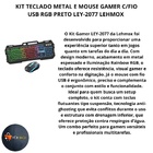 Kit Teclado Metálico E Mouse Gamer Com Fio Ubs Rgb Preto Ley-
