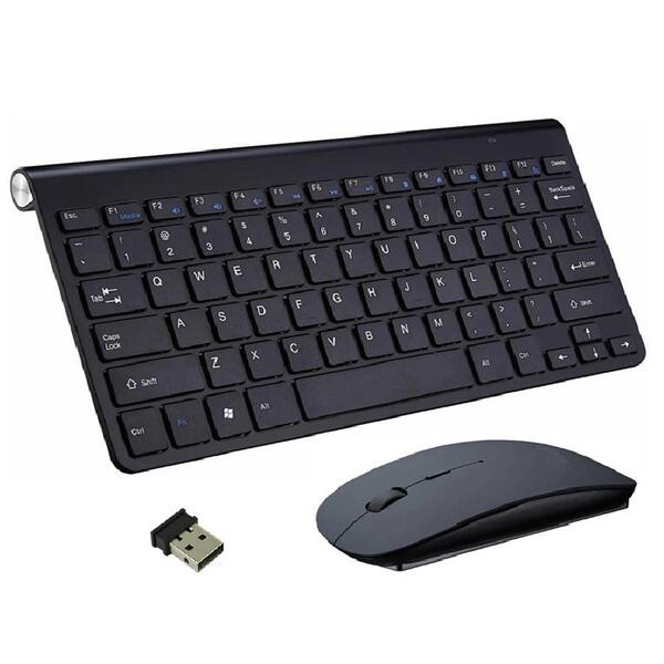 Kit Teclado Slim Com Mouse Sem Fio 2.4g Ultra Fino Para Pc No