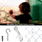 Kit Tela De Proteção Janelas Gato Criança 1,20 X 1,50 Branca