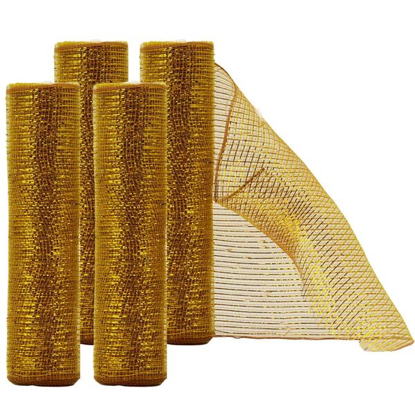 Kit Tela Decoração Natal Fita 25cmx5m Dourado 4 Peças - Magizi