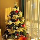 Kit Tela Decoração Natal Fita Tule 15cmx5m Dourada 2 Peças -