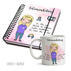 Kit Telemarketing Feminino Caneca E Agenda - Loiro Liso