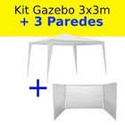 Kit Tenda Gazebo Branco 3m X 3m + 3 Paredes Laterais Sem Jane