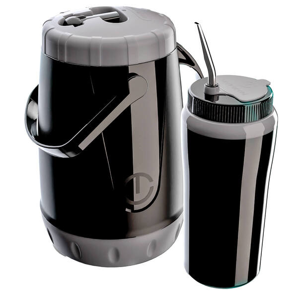 Kit Tererê Garrafa Térmica 2,5l E Copo Com Bomba Inox 650ml P