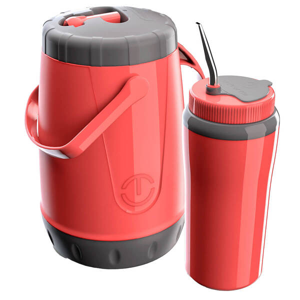 Kit Tererê Garrafa Térmica 2,5l E Copo Com Bomba Inox 650ml R