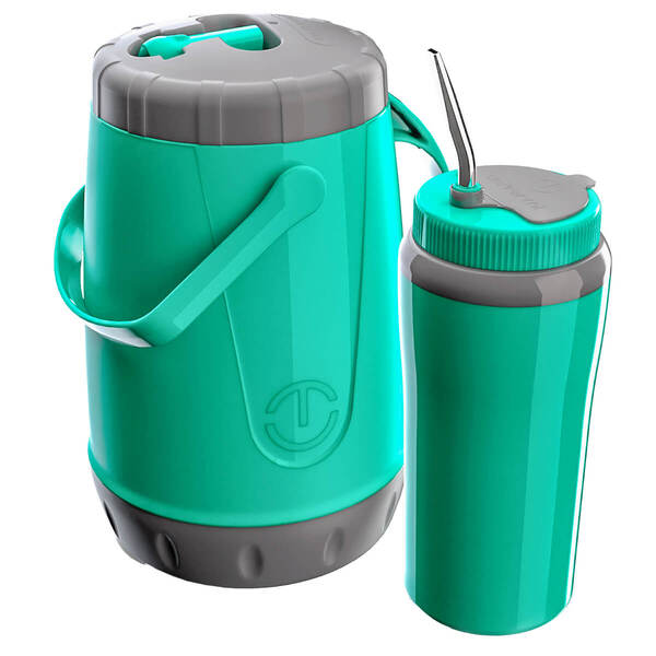 Kit Tererê Garrafa Térmica 2,5l E Copo Com Bomba Inox 650ml V