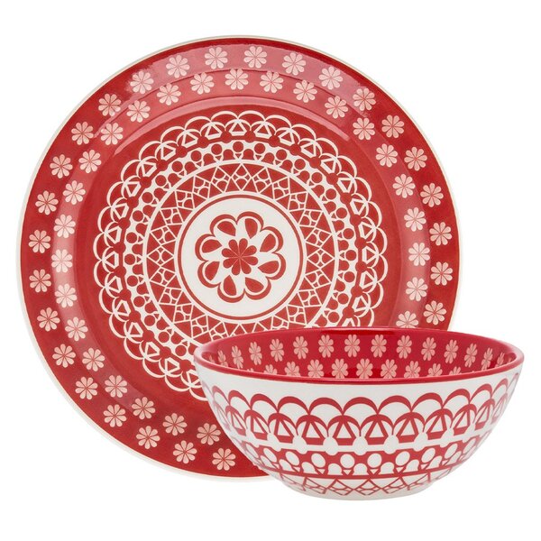 Kit Tigelas Bowl E Pratos De Sobremesa 4 Peças Floreal Renda