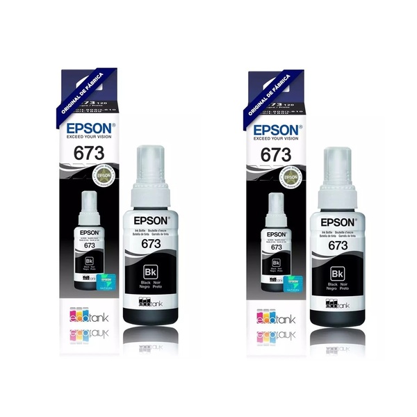 Kit Tintas Epson Original 673 T673 T673120 2 Pretos L800 L810