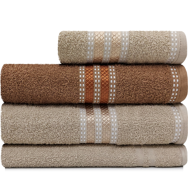 Kit Toalha 4 Peças Banhão + Rosto + Piso 100 Algodão Prestige