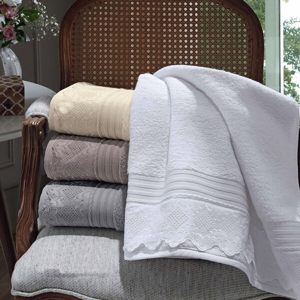 Kit Toalha Banhão Buettner Felpuda Renda Cristal Fio Egípcio