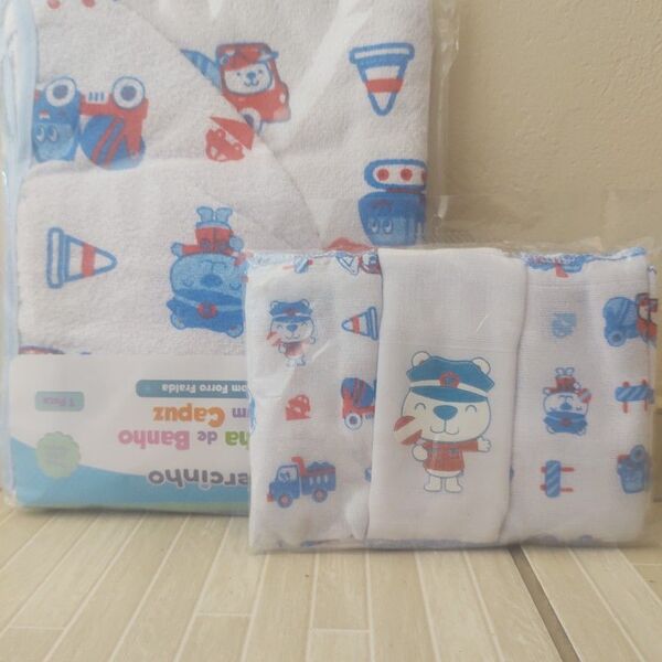 Kit Toalha De Banho Bebe E 3 Panos De Boca  0006