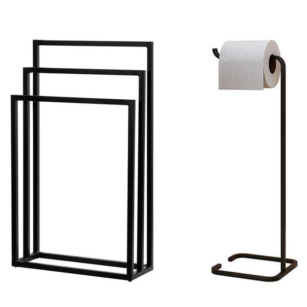 Kit Toalheiro De Piso E Papeleira De Chão Lovell Lavabo Dhom