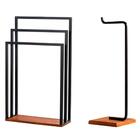 Kit Toalheiro De Piso E Papeleira Lovell Metal Base Em Madeir