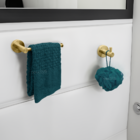 Kit Toalheiro Dourado Escovado Porta Toalha De Rosto Reto Cab