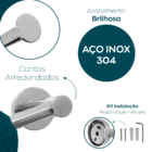 Kit Toalheiro Inox Cromado Porta Toalha Rosto Mãos Reto Cabid