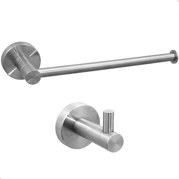 Kit Toalheiro Inox Escovado Porta Toalha Rosto Mãos Reto Cabi