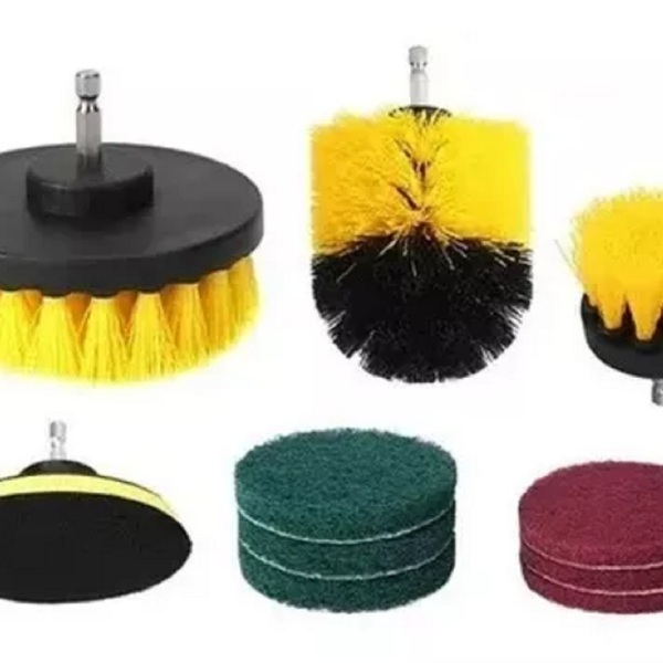 Kit Top Limpeza Escovas + Esponjas Abrasivas Para Furadeira