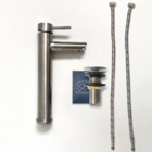 Kit Torneira Banheiro Alta E Ralo De Pia 7/8 Inox Escovado Va